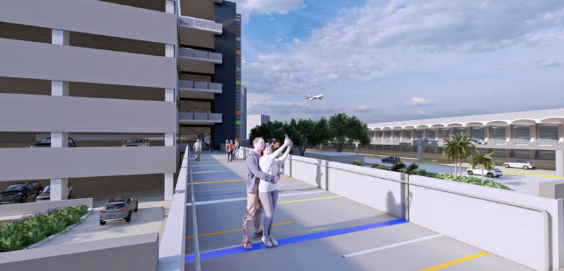 The new bridge at Luis Muñoz Marín International Airport will feature elevators and climate-controlled walkways connecting all levels of the parking garage to Terminal A.