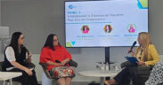 From left: Jennifer Wiscovitch of “Es Mental,” Elba Torres of Puerto Rico Pathology, and Brenda Padilla, executive director of the Puerto Rican Diabetes Association, speak during a forum on health reporting and public information access at Universidad del Sagrado Corazón (Sacred Heart University) in San Juan.