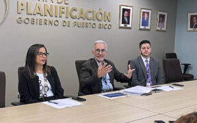Puerto Rico Planning Board President Héctor Morales-Martínez, center, announces the start of the review process for the island’s Land Use Plan.