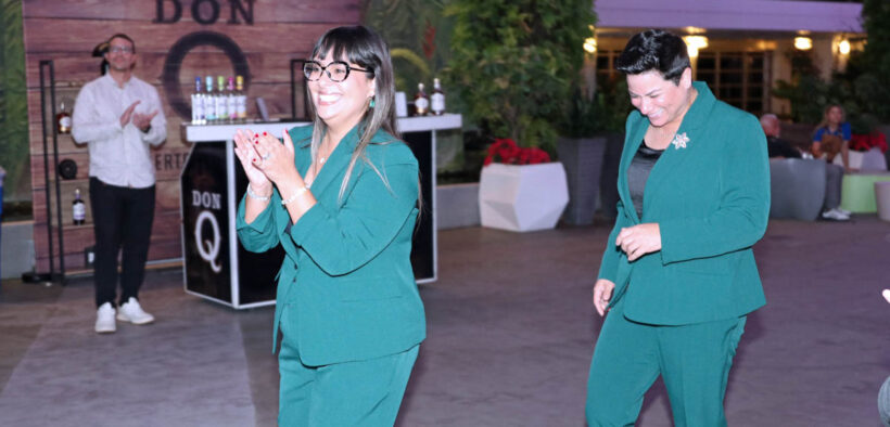 Adriana Pérez and Melanie Filiberti, of Ilumi-Nation Lights Decor, during the EnterPRize Business Competition’s 20th-anniversary awards ceremony.