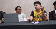 From left: Nildy Chapman-Sánchez of Louisiana State University and Inarú de la Fuente-Díaz of Sombrilla Cuir and the University of New Mexico participate in a panel on Bad Bunny’s newest album at the National Communication Association’s annual convention in Denver.