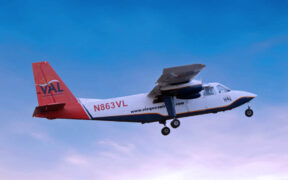 A Vieques Air Link aircraft approaches landing as the local carrier prepares to launch its new Ceiba, Puerto Rico to St. Thomas, U.S. Virgin Islands route on Dec. 5.