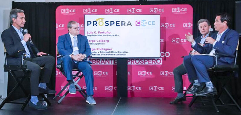 From left: Former Gov. Luis G. Fortuño, founder of the Center for Economic Renewal, Growth and Excellence (Centro Crece); professor Jorge Colberg-Toro; Roberto Salinas, advocate of economic freedom in Latin America; and Jorge Rodríguez, founder of the Institute of Economic Freedom.