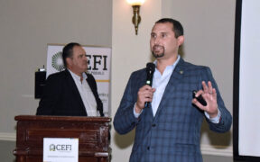 On right, Ricardo E. Ríos-Flores, president of Commercial Equipment Finance Inc.