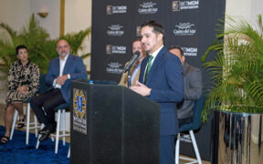 Rolando Padua, president of Paulson Puerto Rico, during the opening of BetMGM’s first satellite sportsbook at the Mayagüez Resort & Casino.
