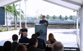 Sara Miranda, general manager of iPR Pharmaceuticals, announces the opening of the company’s Bio Solar Park in Canóvanas, Puerto Rico.