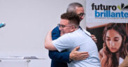 From left: Pedro Toro-Cancio, board vice chair of VAPR Federal Credit Union, and student Yesiel Molina-Ayala share a hug during the scholarship ceremony in San Juan, Puerto Rico.