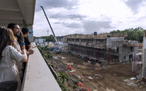 Participants toured the construction progress of Oasis 360, the 80,000-square-foot complex that will house Vimenti’s future facilities along with the Social Impact Platform, the Youth Development Institute, Project Makers and the Vidalús health clinic.