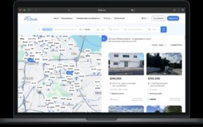 A screen view of FinditPR shows property listings and an interactive map used by buyers and renters searching for real estate in Puerto Rico.
