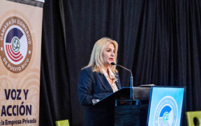 Insurance Commissioner Suzette Del Valle-Lecároz speaks during the Puerto Rico Chamber of Commerce forum on health care system challenges.