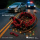 An image from Triple-S’ Christmas road-safety campaign shows a damaged car and a broken sleigh, representing the risks of drunk driving during the holiday season in Puerto Rico.