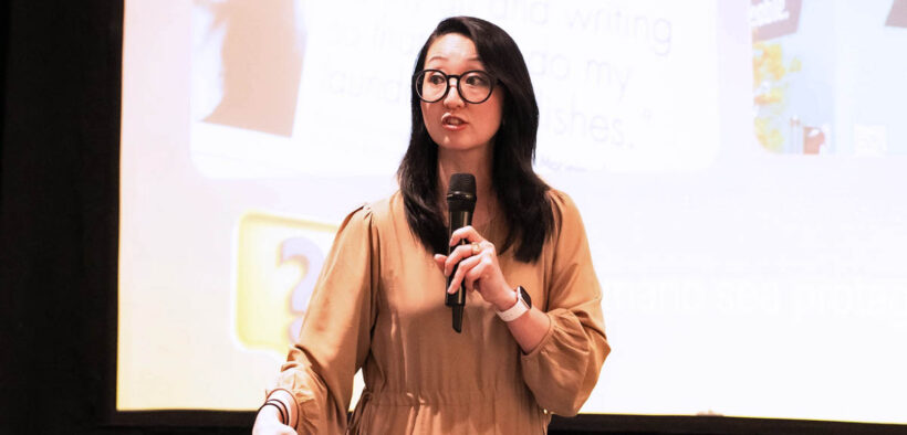 Rebeca Hwang delivered the keynote address at Echar Pa’lante: Pilares del Empresarismo Boricua 2025 at the Puerto Rico Convention Center.